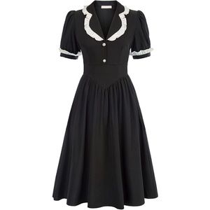 NWT Belle Poque pinup 40s black button dress size M